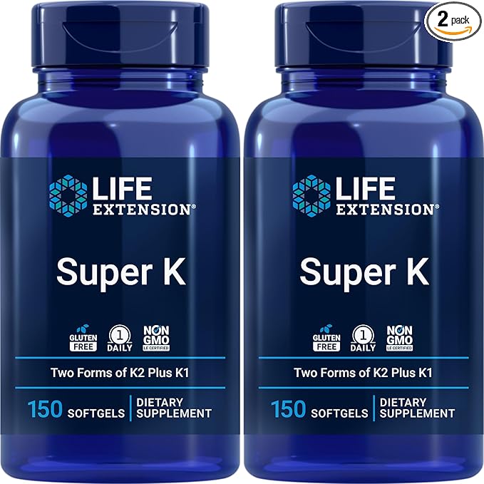 Life Extension Super K, 150 Softgels (Pack of 2) with Vitamins K and K2