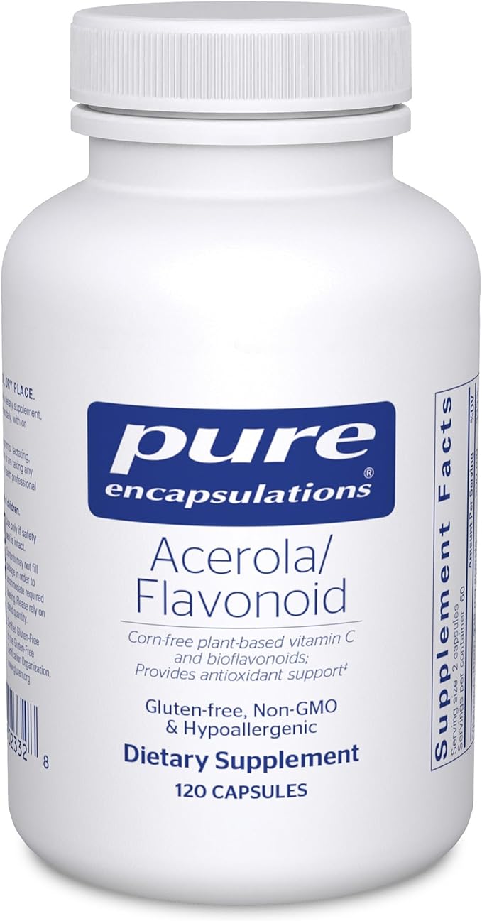 Pure Encapsulations Acerola/Flavonoid | Corn-Free, Plant-Based Vitamin C and Bioflavonoid | 120 Capsules*