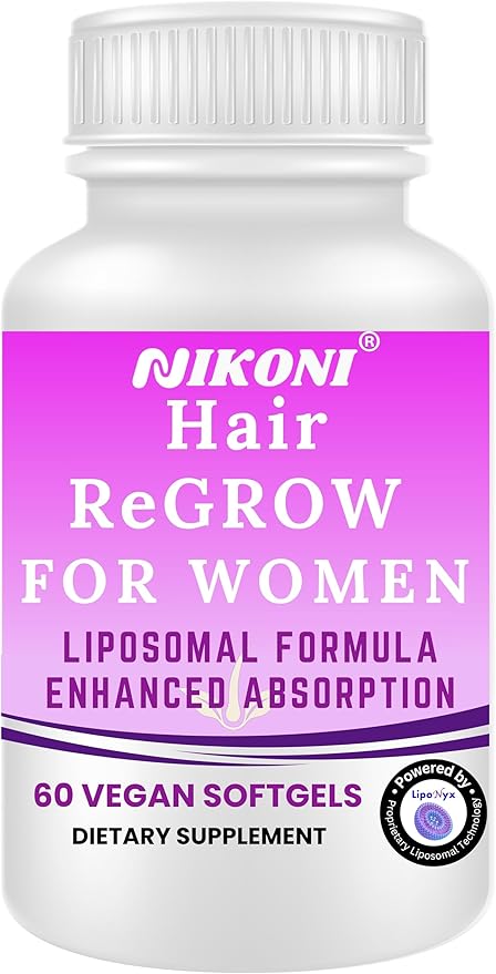 Nikoni Hair ReGROW Women’s Liposomal Formula – Biotin, Keratin, Saw Palmetto & Botanical Essentials-60 Vegan Softgels