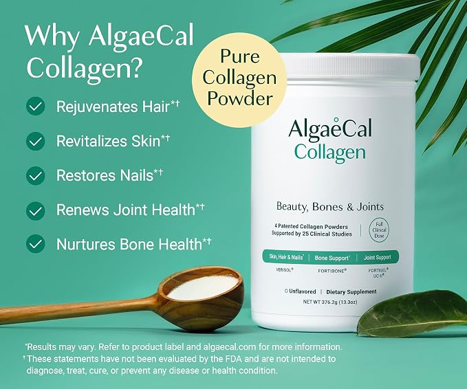 ALGAECAL Collagen Peptides Powder – Multi Collagen Peptides with VERISOL®, FORTIGEL®, UC-II®, FORTIBONE®, Hydrolyzed Collagen for Women & Men, Type 2 Collagen, 30 Servings (3 Packs)