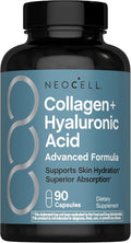 NeoCell Collagen Peptides Capsules | 90 Count | Plus Hyaluronic Acid | Skin Hydration | Superior Absorption | Advanced Grass Fed Formula Supplement | for Women and Men