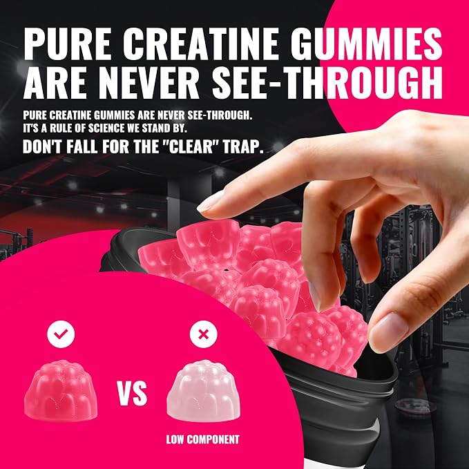 Natures Aid NSF Certified Creatine Gummy 5g - Creatine Monohydrate Gummies – Pre-Workout Energy & Muscle Growth Support for Men & Women | Raspberry Electrolyte Gummies (135 Count)