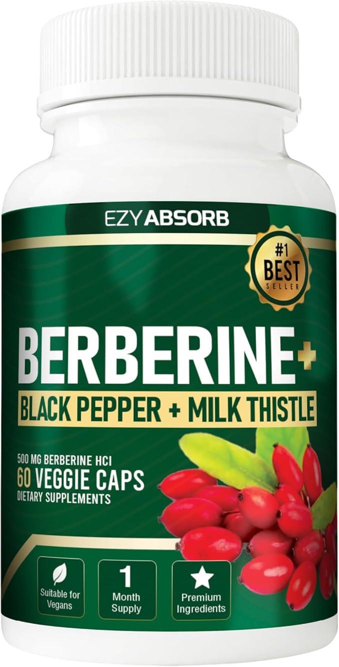 Gluten-Free Berberine 500mg, 60 Veggie Capsule w/LA-3 AMPK Metabolic Activator