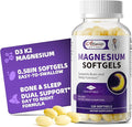 Magnesium Glycinate 400mg Softgels, Small Easy to Swallow High Absorption Magnesium Supplement, with Vitamin D3 & K2 for Sleep Relax Calm Muscle Bone* Health, 120 Gelcaps
