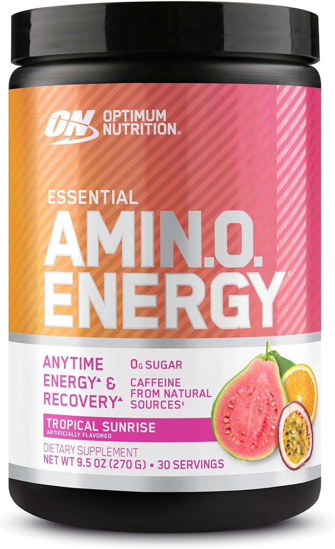 Optimum Nutrition Amino Energy - Pre Workout with Green Tea, BCAA, Amino Acids, Keto Friendly, Green Coffee Extract, Energy Powder - Tropical Sunrise, 9.5 Ounce, 30 Servings (Packaging May Vary)