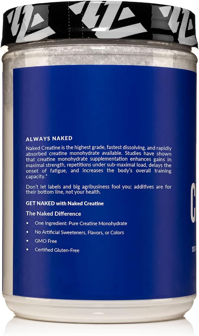NAKED Pure Micronized Creatine Monohydrate – 200 Servings, 1,000g Bulk – NSF Certified, Vegan, Non-GMO, Gluten & Soy Free - Muscle Building, Strength Training, Gym & Fitness Supplement