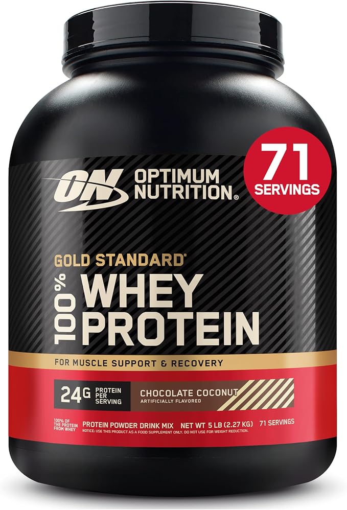 Optimum Nutrition Gold Standard 100% Whey Protein Powder, Chocolate Coconut, 5 Pound (Packaging May Vary)