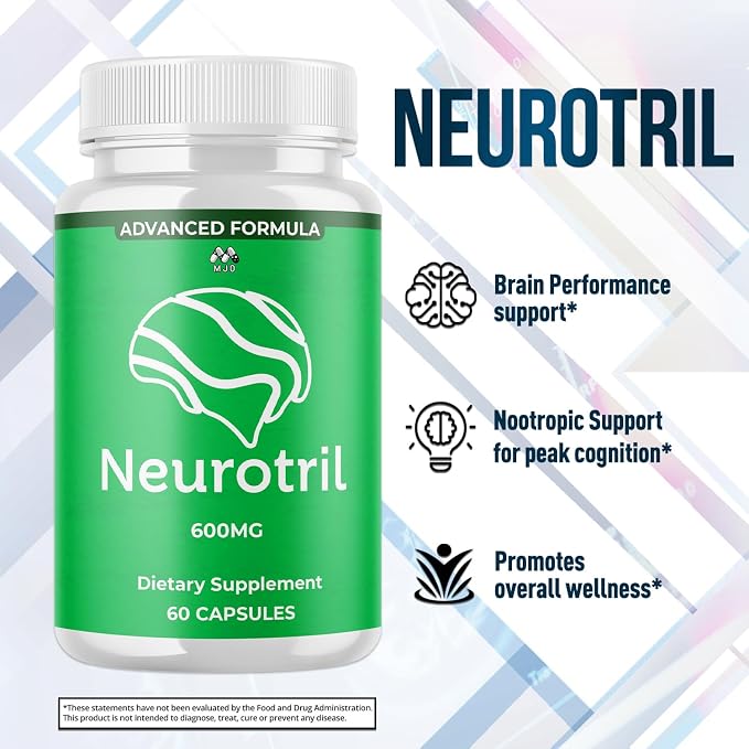 Neurotril Capsules, Official Neuro tril Pills with All Natural Ingredients, Advanced Neurotril Capsules Overall Health and Wellness Vitamin Formula with Maximum Strength Multivitamins (60 Capsules)
