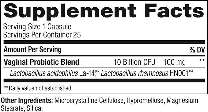 OLLY Happy Hoo-Ha Capsules, Probiotics for Women or People wth Vaginas, Vaginal Health and pH Balance,* 10 Billion CFU, Gluten Free - 25 Count