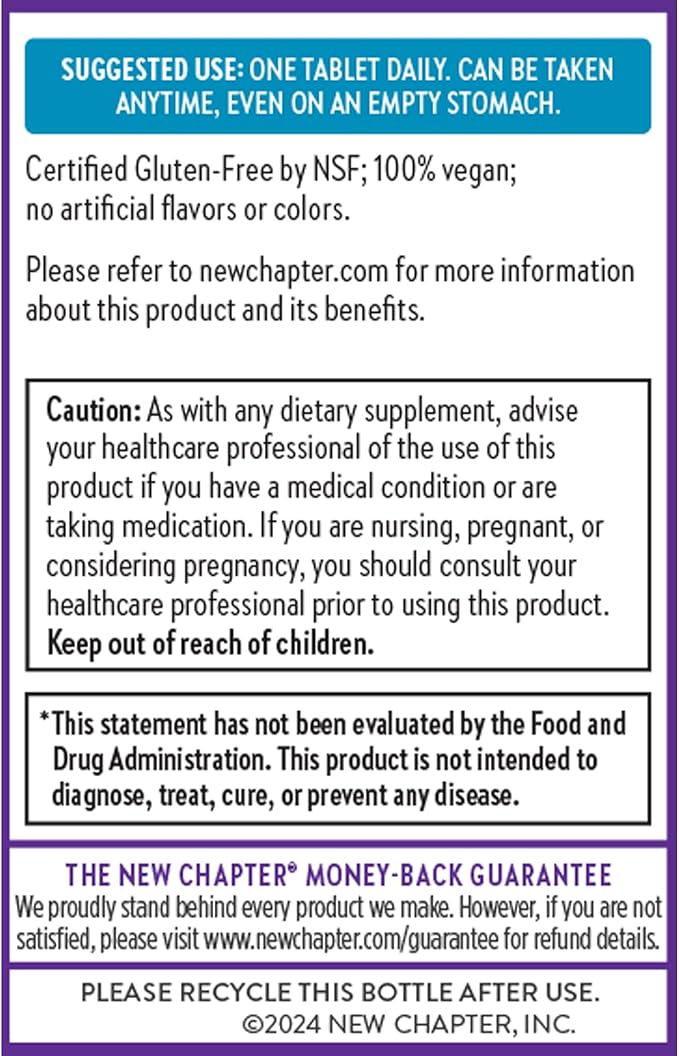 New Chapter Fermented Vitamin B12 1,000 mcg,USDA Organic,Daily for Cellular Energy + Healthy Blood Cells,Certified Vegan,Gluten Free -,60 Count (Pack of 2)