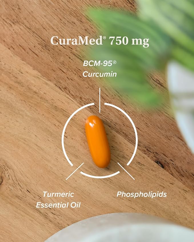 Terry Naturally CuraMed 750 mg - Antioxidant Supplement for Brain & Heart Health Support - Supplement with High-Potency Curcumin Complex - Kidney, Liver & Immune Health Support - 120 Softgels (1 Pack)