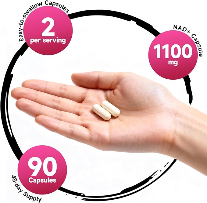 NAD Supplement with PQQ, Vitamin B6, L-Ergothioneine, and NMNH Supplement - for Cellular Health, Energy Support and Healthy Aging for Women & Men - Vegetarian, Non-GMO, Gluten Free- 270 Capsules