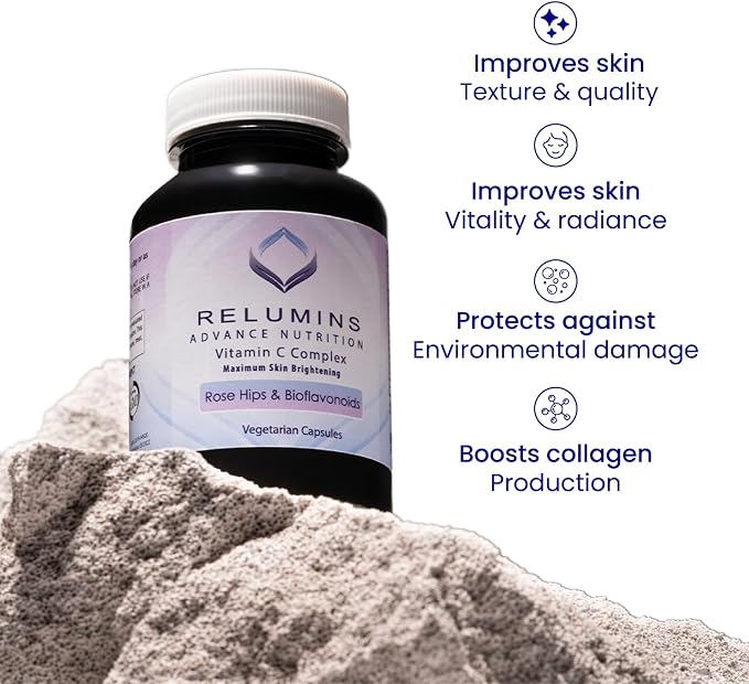 Relumins Advanced Vitamin C Supplement with Rose HIPS - 1000mg of Vitamin C Immune Support & Collagen Production, Made in USA, Ultimate Wellness Gift for Mom, 180 Capsules x 10 Bottles