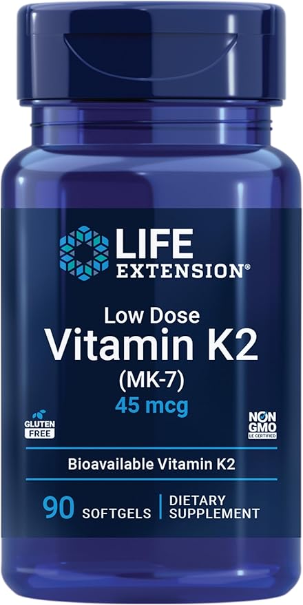 Life Extension Low Dose Vitamin K2 – Supports Arterial Health – Non-GMO, Gluten-Free – 90 Softgels