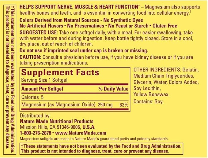 Nature Made Magnesium 250 mg Liquid Softgels 90 ea (Pack of 2)