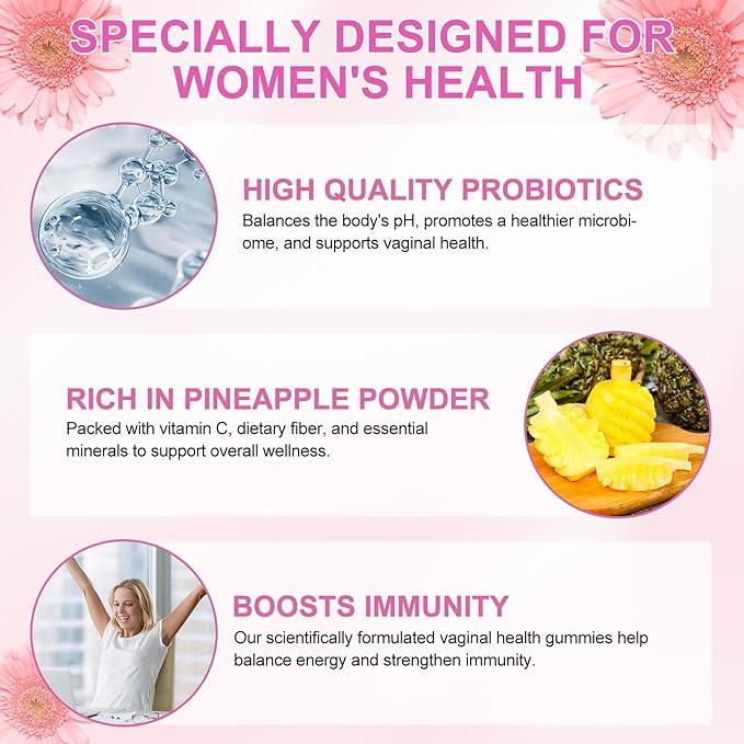 Vaginal Probiotics for Women, PH Balance for Women, Hawaiian Pineapple Gummies for PH Health, Improve Immune, Women's Vaginal Health Supplement, 180 Gummies