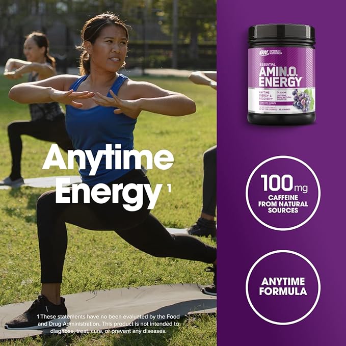 Optimum Nutrition Amino Energy - Pre Workout with Green Tea, BCAA, Amino Acids, Keto Friendly, Green Coffee Extract, Energy Powder - Concord Grape, 65 Servings (Packaging May Vary) (Pack of 6)