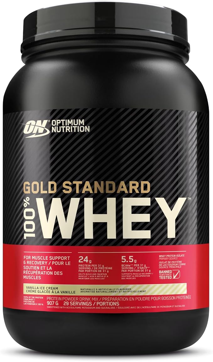 Optimum Nutrition Gold Standard 100% Whey Protein Powder, Vanilla Ice Cream, 2 Pound (Packaging May Vary) (Pack of 6)