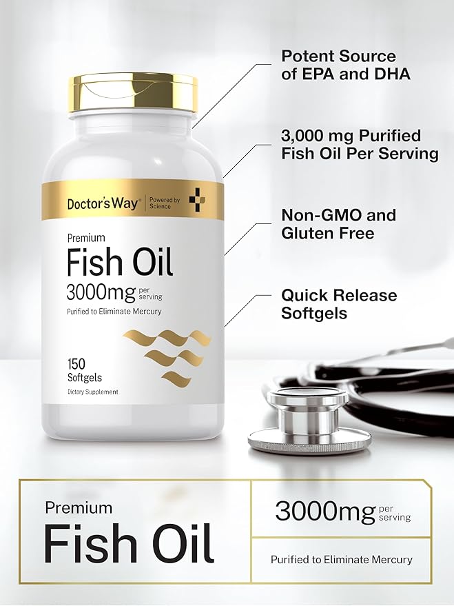 Doctor's Way Fish Oil 3000mg | 150 Softgels | Omega-3 with EPA and DHA | Non-GMO, Gluten Free Supplement