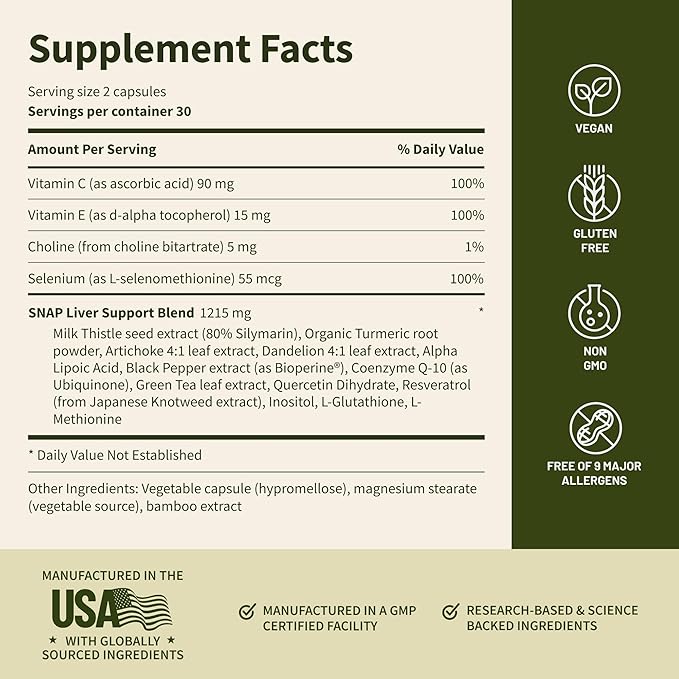 Snap Supplements Liver Health Milk Thistle Supplement + Kidney Health Cranberry Supplement Bundle, 60 Vegetarian Capsules (30-Day Supply)
