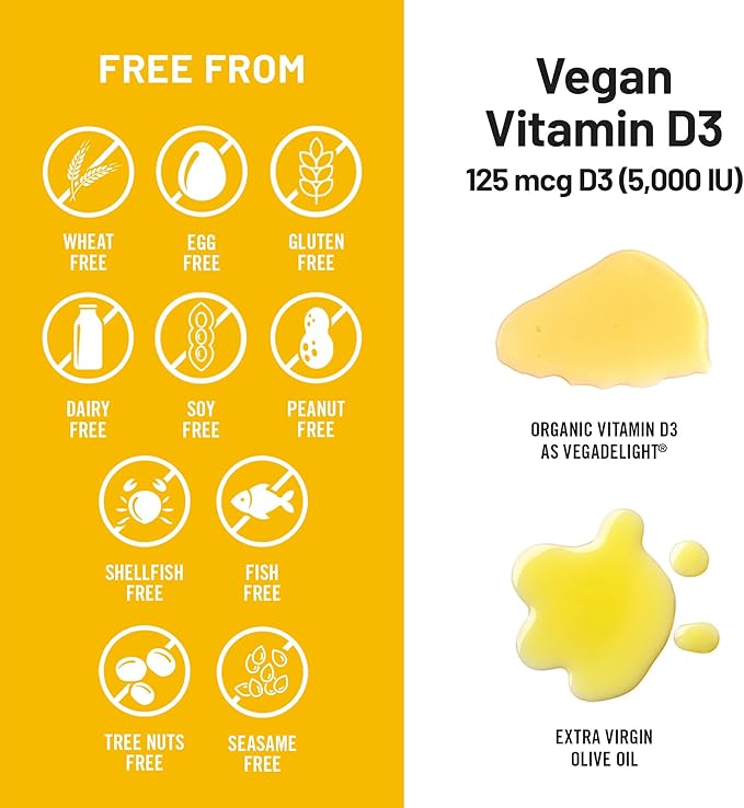 NatureWise Vegan Vitamin D3 5000iu (125 mcg) D3 from Lichen - Supports Immune, Muscle, Bone Health - High Absorption with Organic Cold-Pressed Olive Oil - Non-GMO - 60 Softgels[2-Month Supply]