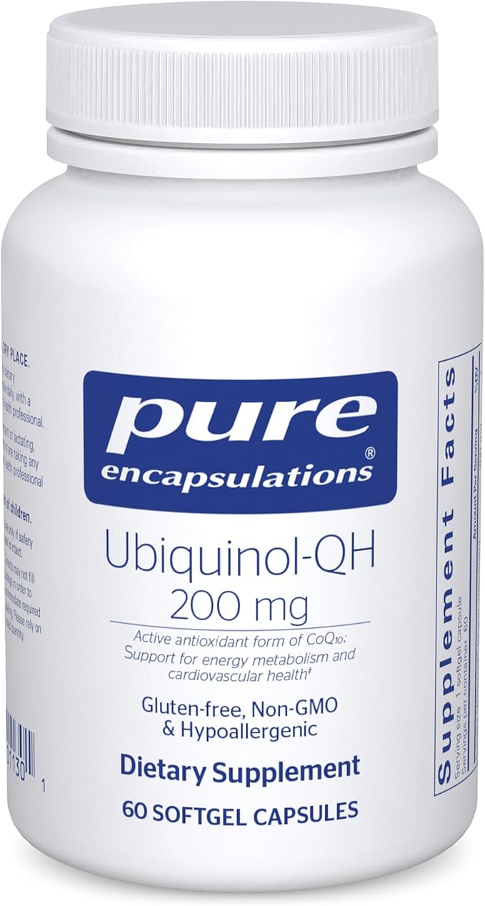 Pure Encapsulations Ubiquinol-QH - 200 mg Ubiquinol - Active Form of Coenzyme Q10 - Heart Health & Energy Metabolism Support* - Antioxidant Supplement - 60 Softgel Capsules
