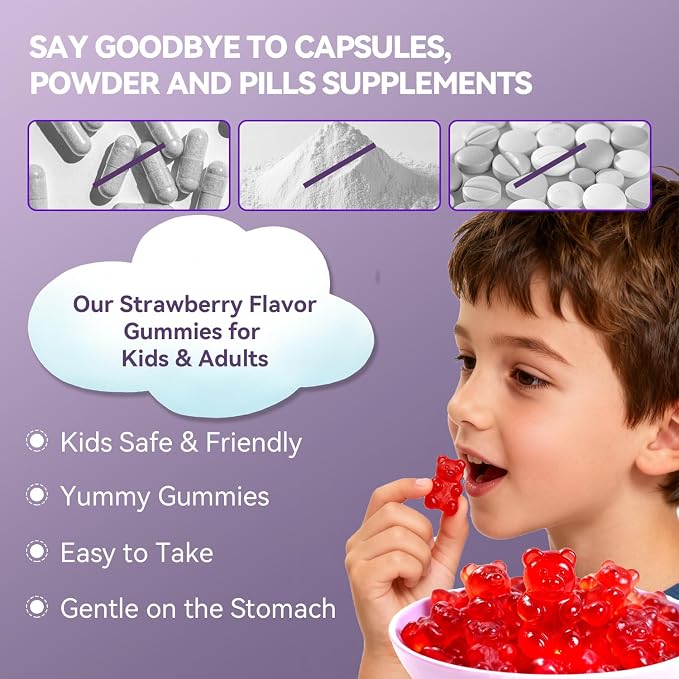 Saffron Gummies for Kids 100% Pure Organic Saffron Extract Sugar Free Saffron Supplements Gummy for Children Calm Mood & Focus - 60 Gummies