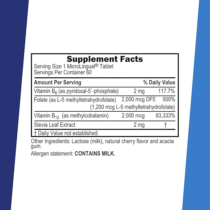 Superior Source No Shot Vitamin B-12 Methylcobalamin 2000 mcg, B-6, & Methylfolate 1200 mcg - Supports Energy, Brain, and Heart Health - Bariatric Friendly - 60 Sublingual Dissolving Tablets
