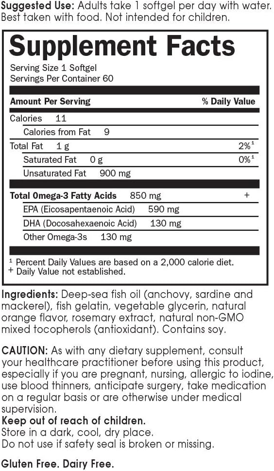 Garden of Life EPA/DHA Omega 3 Fish Oil - Minami Natural Brain Function, Heart and Mood Supplement, 120 Count (60-ct 2-Pack)
