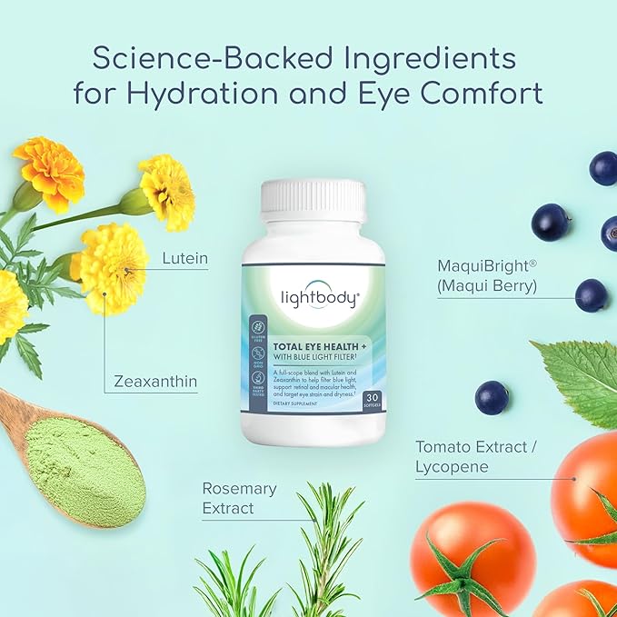 Total Eye Health+ – Lutein and Zeaxanthin Eye Supplements with Plant Extracts for Visual Wellness & Daily Comfort – Non-GMO Eye Vitamins for Adults (30 Softgels)