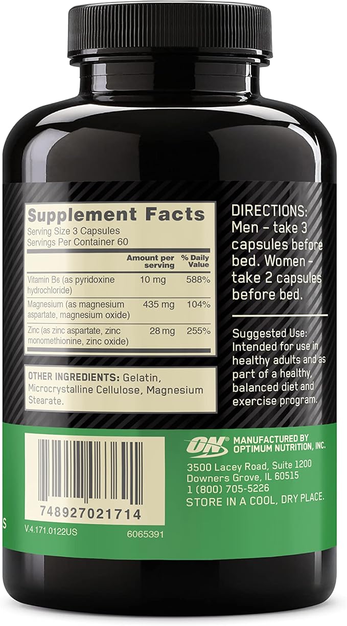 Optimum Nutrition Muscle Recovery and Endurance Supplement for Men and Women,Zinc-and Magnesium Supplement,180 Count (Pack of 2)