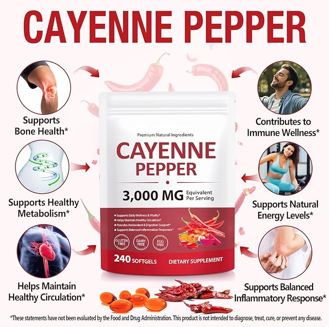Premium Pepper Capsules with Turmeric Curcumin & Beet Root Extract 2pcs | Supports Cardiovascular Health, Blood Circulation | Potent Capsaicin Supplement, Easy-to-Swallow Softgels (480 Count)