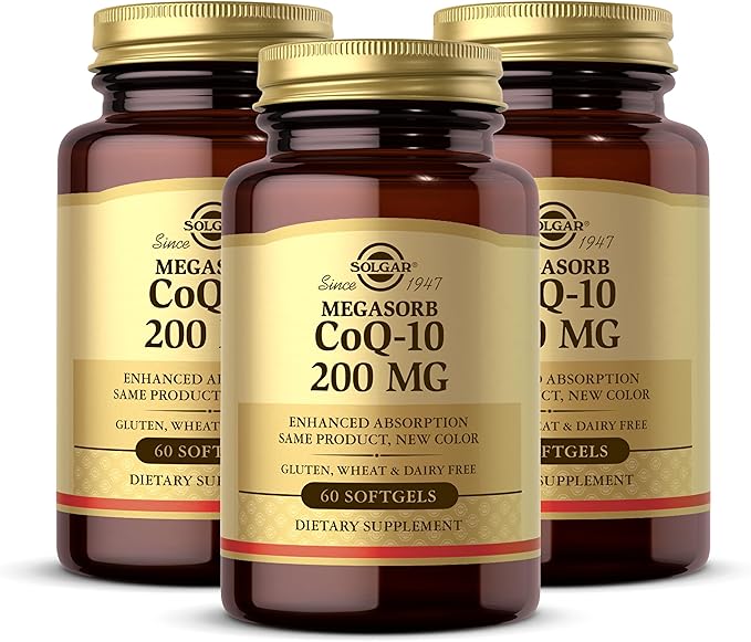 Solgar Megasorb CoQ-10 200 mg - 60 Softgels, Pack of 3 - Enhanced Absorption - Gluten Free, Dairy Free - 180 Total Servings