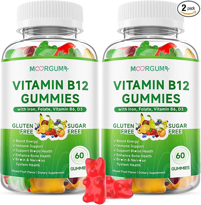 2 Pack Methyl B-12 3000mcg Gummies for Kids & Adults, Vitamin B12 (Methylcobalamin) with Vitamin B6, Folate & D3, Supports Energy, Metabolism & Immune Wellness, 120 Count