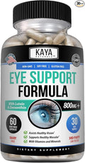 Kaya Naturals Eye Health Supplement - Lutein & Zeaxanthin - Supports Eye Strain, Dry Eyes, and Vision Health - Clinically Proven Ingredients 800mg Vitamin Supplement - 60 Count