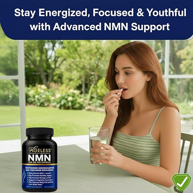 NMN Supplement 500mg Nicotinamide Mononucleotide | Supports NAD+ Levels, Energy, Cognitive Function, Muscle Health & Healthy Body Composition – Capsules (30)