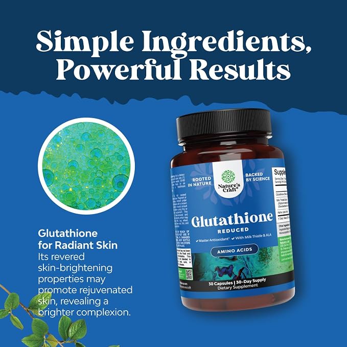 Reduced Glutathione Supplement with Milk Thistle - 500 mg per Serving Pure L Glutathione with Alpha Lipoic Acid & Milk Thistle Silymarin - 30 Count