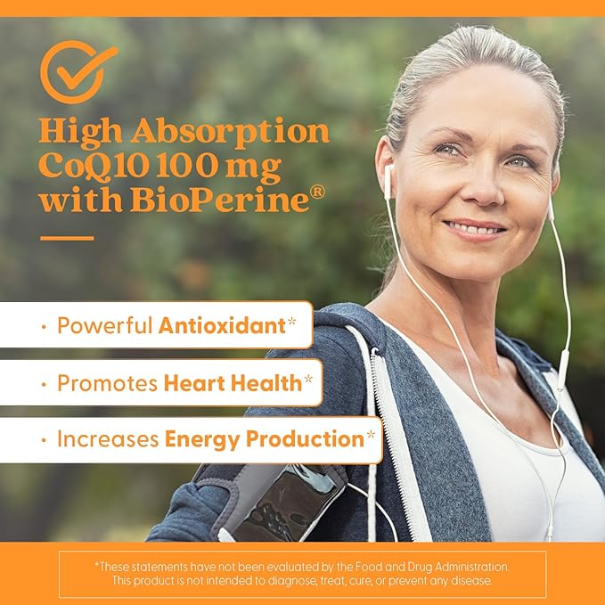 Doctor's Best High Absorption CoQ10 100mg with BioPerine Supplement - Coenzyme Q10 Caps for Heart Health & Antioxidant Support, CoQ10 100 mg for Women & Men, Non GMO - 360 Veg Capsules