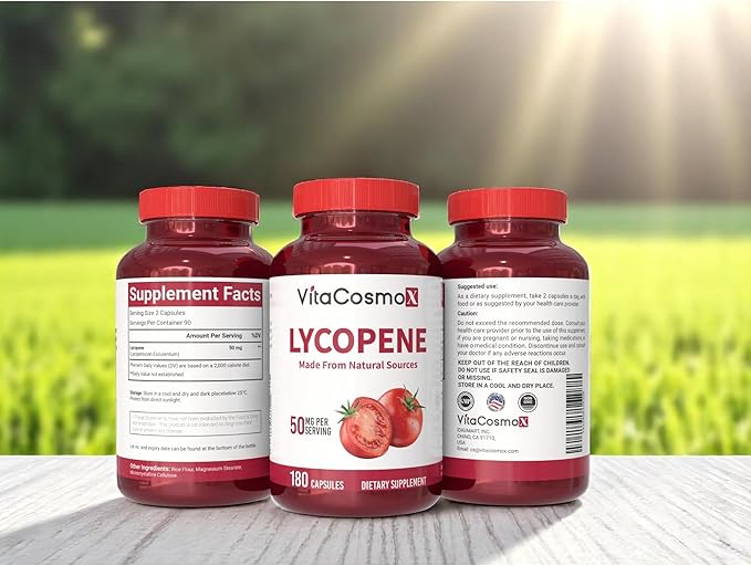 Lycopene 50mg Vegan Capsules, 180 Count, Plant-Based Antioxidant Support