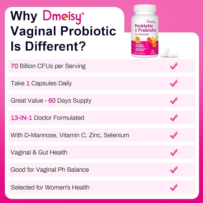 Vaginal Probiotics, 70 Billion CFU Probiotics for Women, 13-in-1 Womens Probiotic & Organic Prebiotics for Vaginal, Urinary, pH Balance, Immune, Gut & Digestive, Bloating Health - 4 Months Supply