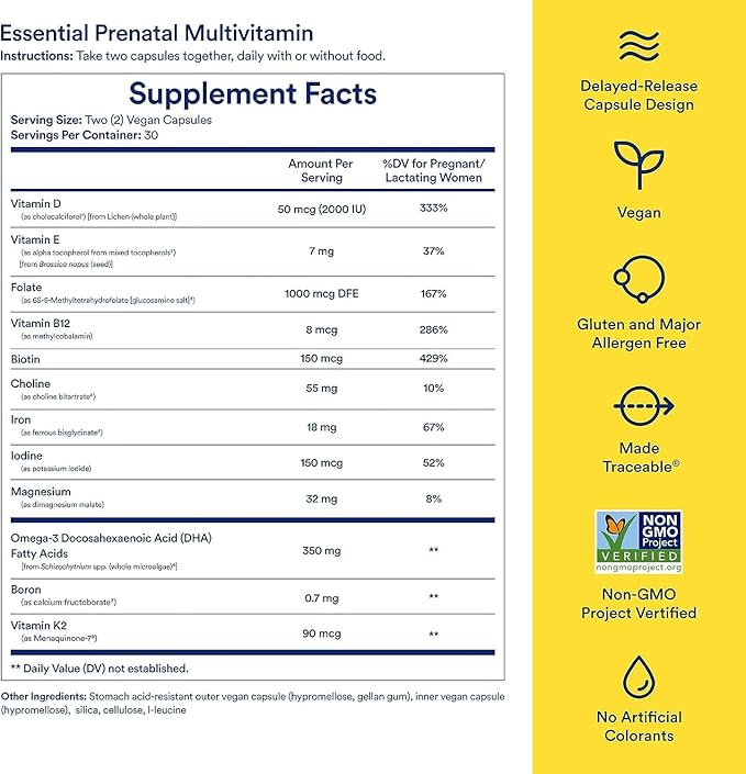 Ritual Prenatal Multivitamin For Women - Key Essential Vitamins and Minerals To Support Mom and Baby During Pregnancy* - Folate, Choline, Omega-3 DHA, Iron - Vegan - Citrus - 60 Capsules - 30 Servings