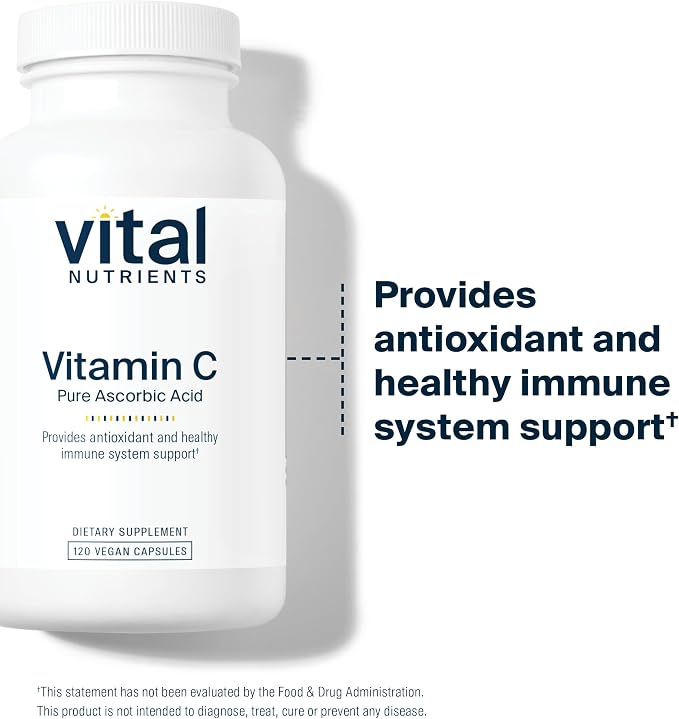 Vital Nutrients Vitamin C 1000mg (100% Pure Ascorbic Acid) - Vegan Antioxidant Supplement for Immune Support and Iron Absorption* - Gluten, Dairy and Soy Free - Non-GMO - 120 Capsules