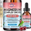 Magnesium Glycinate Liquid for Kids, Kids Magnesium Drops with L-Theanine, Calcium, Zinc, Vitamin D3 K2 for Sleep, Calm, Mood, Relaxation, Focus, Brain, Bones, Natural Cherry Flavor 2 Fl Oz