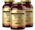 Solgar Triple Strength Omega 3 950 mg - 100 Softgels, Pack of 3 - Supports Joint & Skin Health - Non-GMO, Gluten Free, Dairy Free - 300 Total Servings