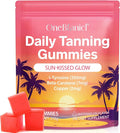 Daily Tanning Gummies - Natural Sun-Free Glow - with L-Tyrosine & Beta-Carotene to Enhance Tan, Nourish & Protect Skin, Watermelon Flavor, 60 Count