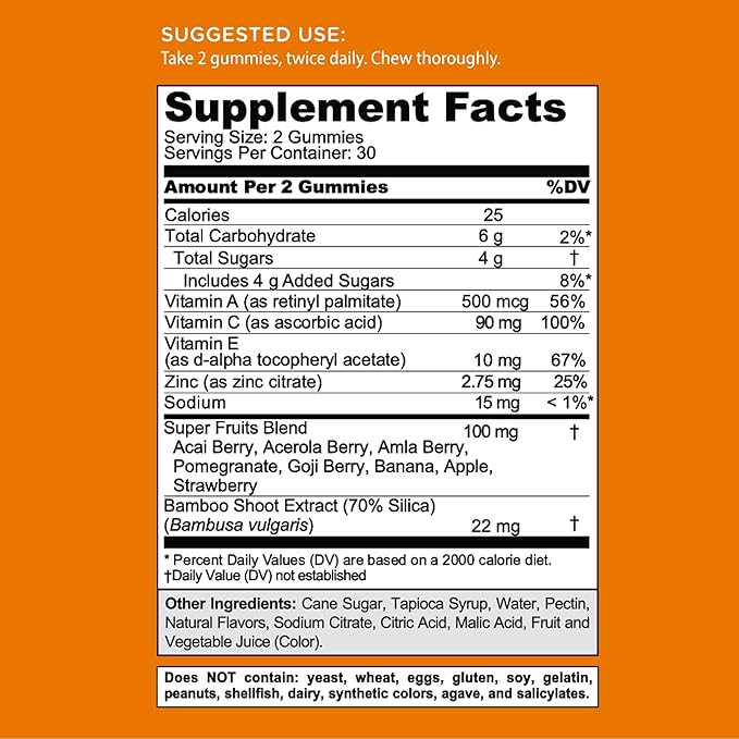 Goli Superfruits Beauty Gummies with Bamboo Silica - Vitamins A, C, E, Zinc - Collagen Support with Superfruit Blend - Vegan, Non-GMO, Gluten-Free, 180 Count (3 Pack)