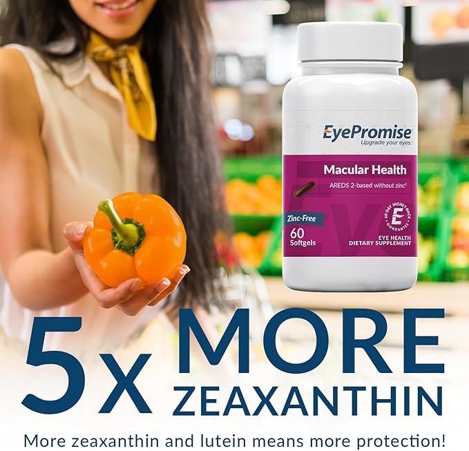 EyePromise Macular Health Eye Vitamin - 60 Softgels, 30-Day Supply - Zinc-Free Eye Health Support with Zeaxanthin, Lutein, Vitamin C, D & E and Omega 3 Fish Oil
