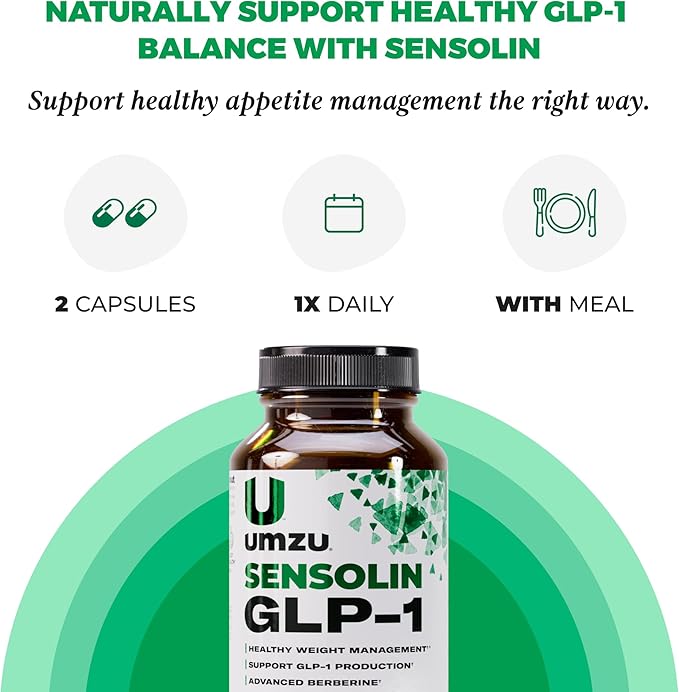 UMZU Sensolin GLP-1 Support Supplement – 30 Day Supply – with Dihydroberberine, Ceylon Cinnamon, Chromium & Biotin – Supports Metabolic Function, Focus & Energy Balance