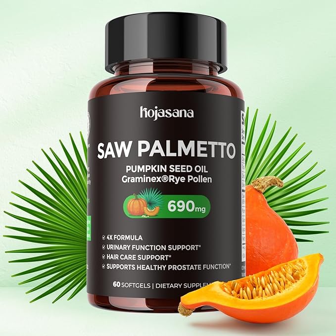 Saw Palmetto for Men Prostate Health Supplement, Pharmaceutical Grade - DHT Blocker - Graminex | Pumpkin Seed Oil | Nettle Supports Urinary Function & Hair Loss Prevention, 60 softgels