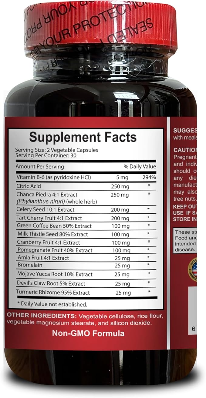 URIC Acid - Support Normal Uric Acid with Tart Cherry Extract, Uric Acid Flush & Joint Support Pills, Advanced Uric Acid Control - 1 Bottle 60 Capsules